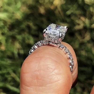 Radiant Cut?White Sapphire 925 Sterling Silver Engagement Rings