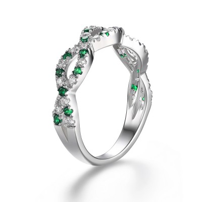 Emerald Green 925 Sterling Silver Women's Engagement Ring