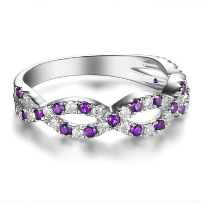 Amethyst Simple 925 Sterling Silver Women's Engagement Ring