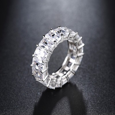 Radiant Cut White Sapphire 925 Sterling Silver Wedding Bands
