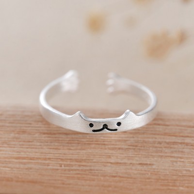 Cute Cat 925 Sterling Silver Promise Rings For Her