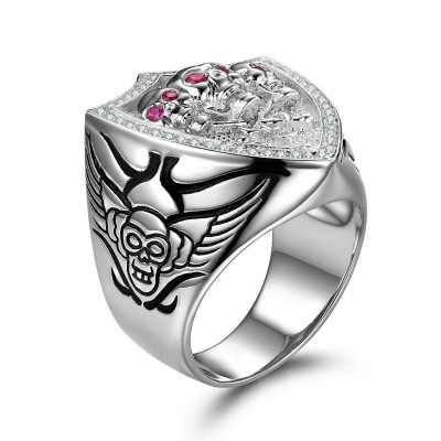 Unique Pink Sapphire Sterling Silver Skull Ring