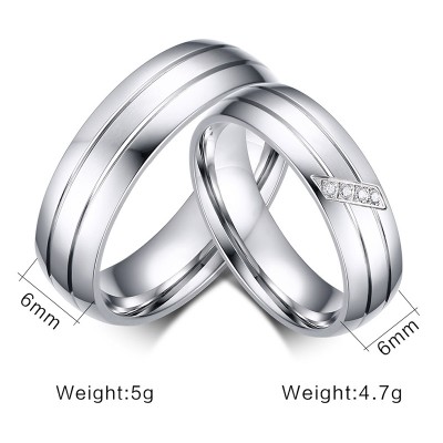 Elegant Silver Titanium Steel Promise Ring for Couples