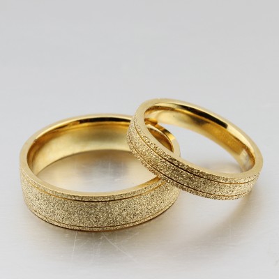 Stylish Gold Titanium Steel Promise Ring for Couples