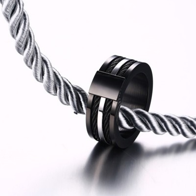 Newest Fashionable Black Titanium Steel Men's Ring