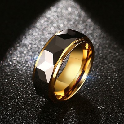 Tungsten Gold & Grey Men's Ring