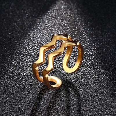 Titanium Unique Curve Gold Promise Rings For Her