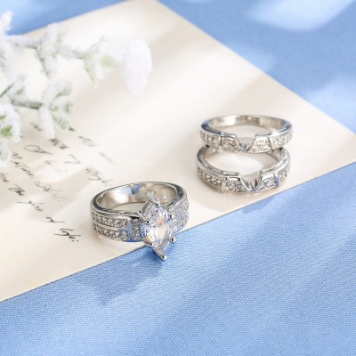 Marquise Cut White Sapphire 3 Piece Bridal Sets