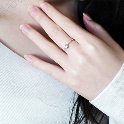 Cute Heart Cut Aquamarine Engagement Ring