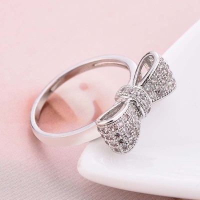 Lovely Bowknot White Sapphire Women's Ring