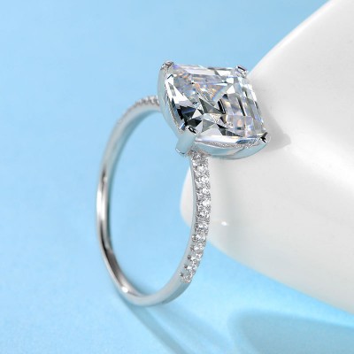 Princess Cut White Sapphire 925 Sterling Silver Classic Engagement Ring