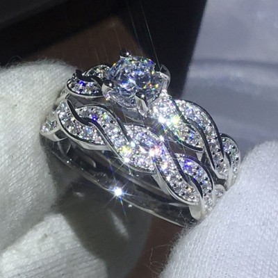 Round Cut White Sapphire Infinity Bridal Sets