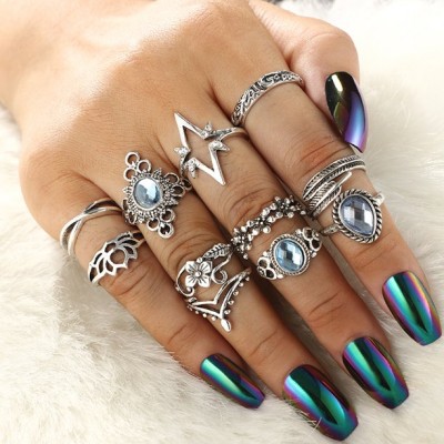 11pcs Stackable Rings Sets Knuckle Rings for Women Girls Stackable Midi Rings Size Mixed