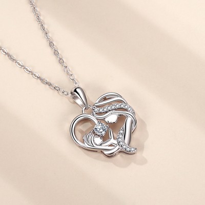 S925 Sterling Silver Mother's Love Micro Set Necklace Mother's Day Gift