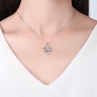 S925 Sterling Silver Necklace Loving Mom Diamond Necklace Mother's Day Gift
