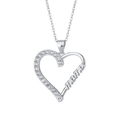 S925 Sterling Silver Love Letter MOM Heart Necklace Mother's Day Gift