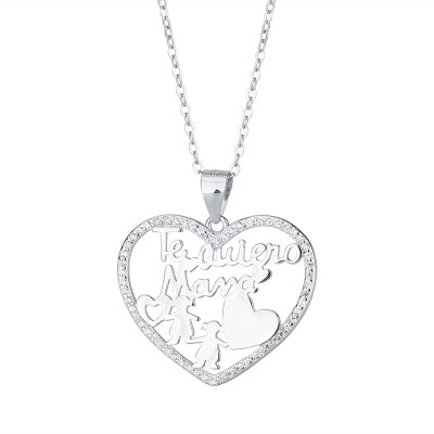 925 Sterling Silver MOM Love Necklace Female Mother's Day Gift