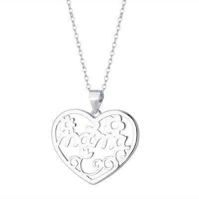 925 Sterling Silver MOM Heart Hollow Heart Necklace Mother's Day Gift