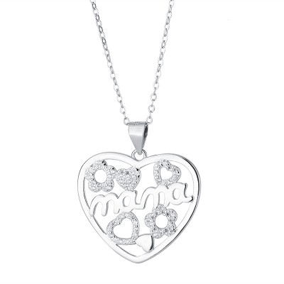 S925 Sterling Silver MOM Heart Hollow Necklace Mother's Day Gift