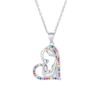 S925 Sterling Silver Heart Shape Parent-Child Necklace Mother's Day Gift