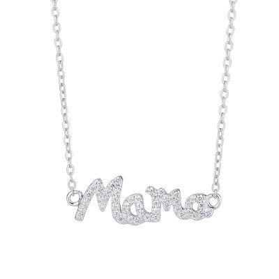 S925 Sterling Silver Diamond Mama Letter Necklace Mother's Day Gift