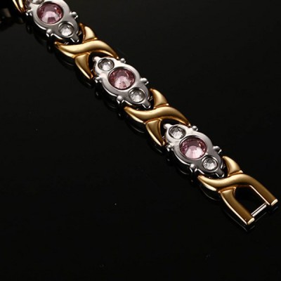 Pink Sapphire Silver and Gold 925 Sterling Silver Bracelet
