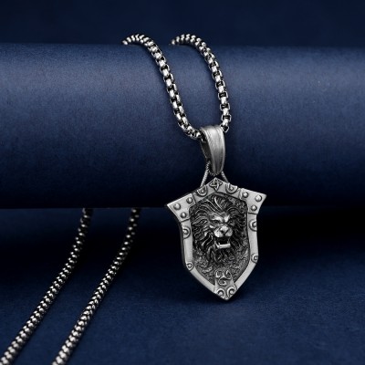 Men's Lion Shield Hip Hop Titanium Steel Necklace