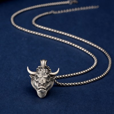 Men's Bull Head Hip Hop Titanium Steel Necklace
