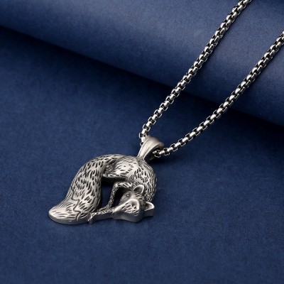 Men's Fox Hip Hack Titanium Steel Necklace