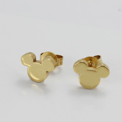 Mickey Design Gold 925 Sterling Silver Earrings