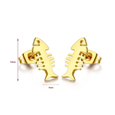 Fish Design Gold 925 Sterling Silver Earrings