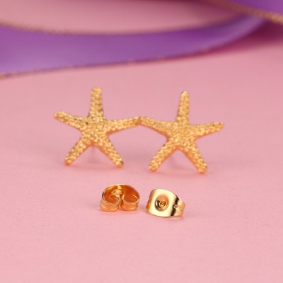 Starfish Design Gold 925 Sterling Silver Earrings