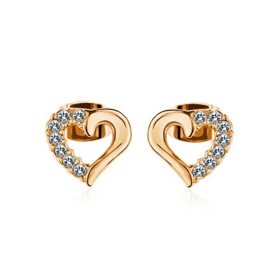 Round Cut White Sapphire Heart S925 Silver/Gold Earrings