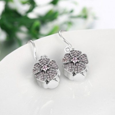 Round Cut Pink Sapphire S925 Silver Earrings