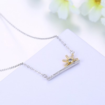 Round Cut Gold and Silver White Sapphire S925 Silver Necklaces