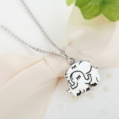 Maternal Love Elephant 925 Sterling Silver Necklace