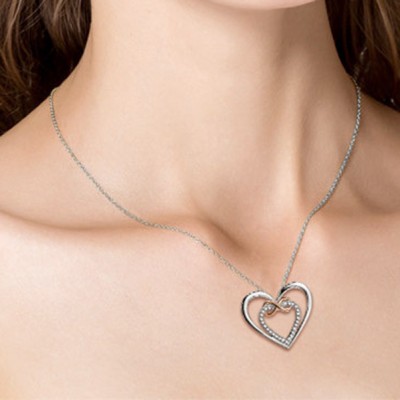 Infinity Love 925 Sterling Silver Rose Gold Zircon Necklace