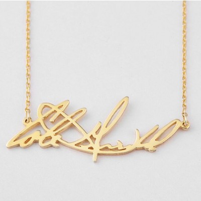 925 Sterling Silver Gold Personalized Signature Name Necklace