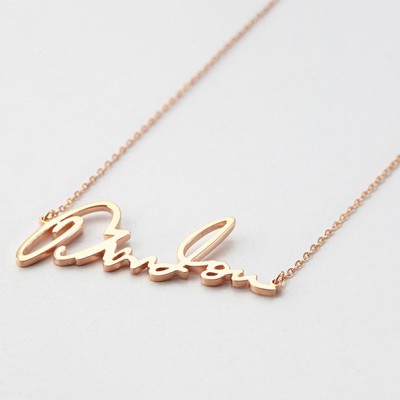 925 Sterling Silver Rose Gold Personalized Signature Name Necklace