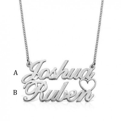 925 Sterling Silver Overlapping Two Name Necklace