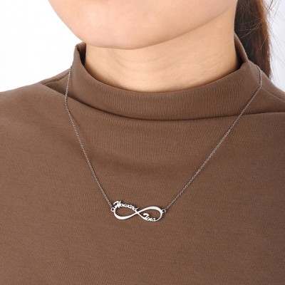 925 Sterling Silver Infinity Two Name Necklace