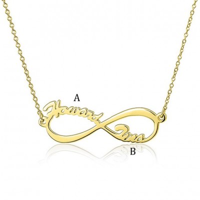 925 Sterling Silver Gold Infinity Two Name Necklace