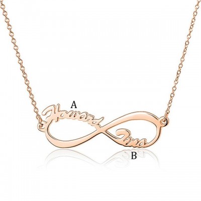 925 Sterling Silver Rose Gold Infinity Two Name Necklace