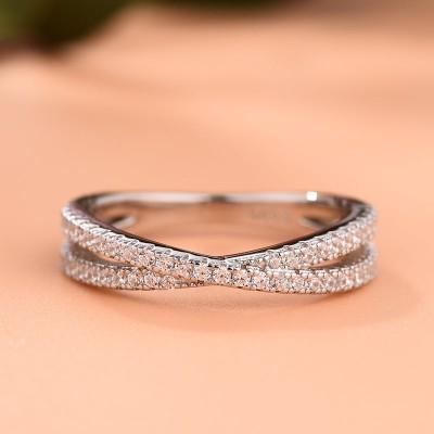 Classic X Criss Cross Sterling Silver Wedding Band