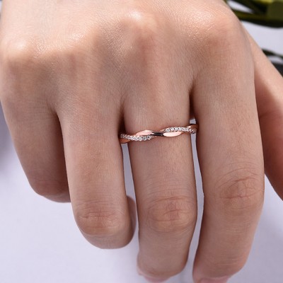 Twist Rose Gold Infinity Sterling Silver Wedding Band