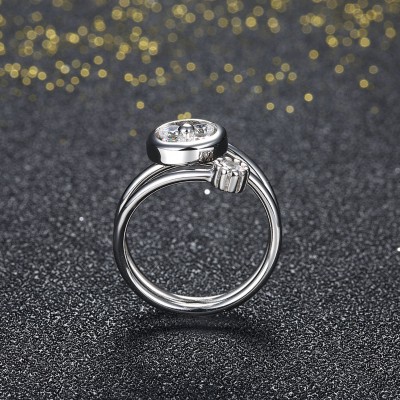Cute Round Cut White Sapphire S925 Silver Promise Rings