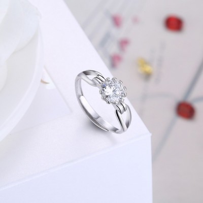 Lovely Round Cut White Sapphire S925 Silver Engagement Rings
