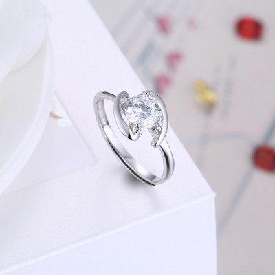 Round Cut White Sapphire Fine S925 Silver Engagement Rings