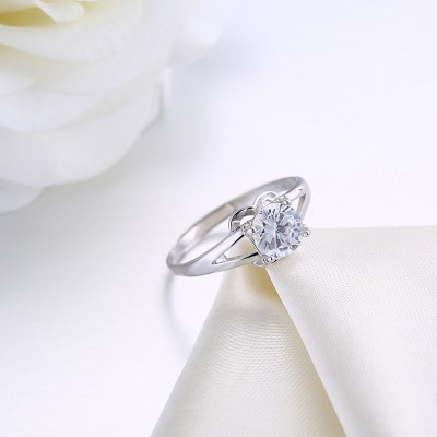 Round Cut White Sapphire Cute S925 Silver Engagement Rings