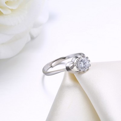 Round Cut White Sapphire S925 Silver Elegant Engagement Rings